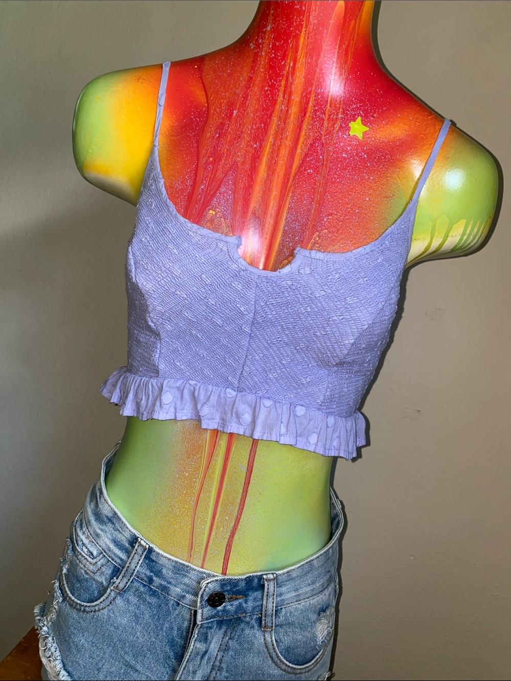 Urban Outfitters Lavender Textured Cropped Cami - Picture 1 of 9